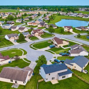 aerial photo of a midwestern neighborhood 